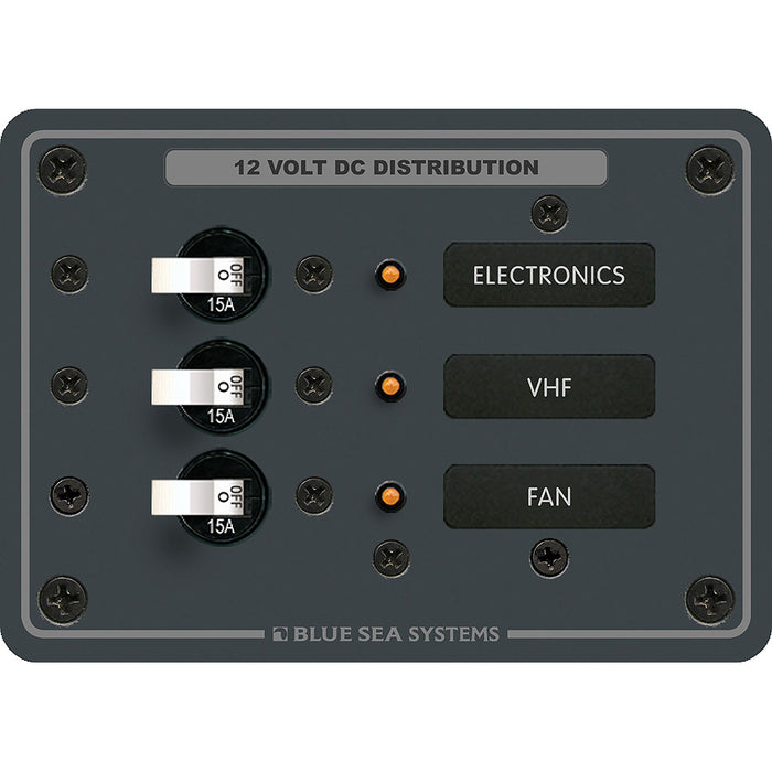 Blue Sea 8025 DC 3 Position Breaker Panel - White Switches [8025]