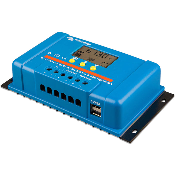 Victron BlueSolar PWM Charge Controller (DUO) LCD  USB Charge Control - 12/24VDC - 20A [SCC010020060]